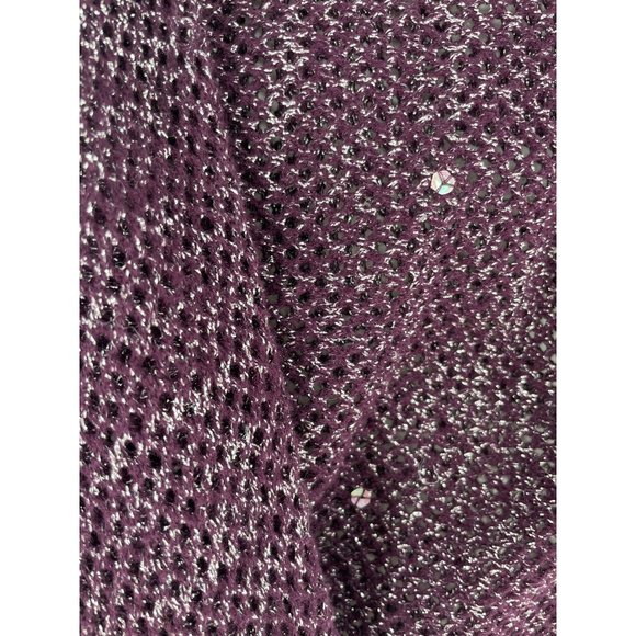 All About You Women's Size Medium Dark Purple Sheer Mesh Sparkly Cardigan - Picture 6 of 6